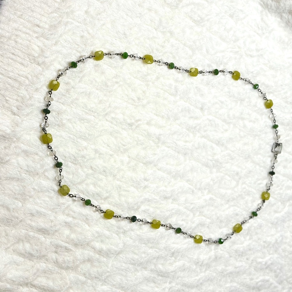 Vintage Silpada Sterling Silver Green Jade Crystal Beaded Necklace 17 inch - Picture 9 of 11